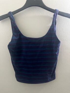 Outdoor Voices Striped Scoop Tank in Navy and Purple